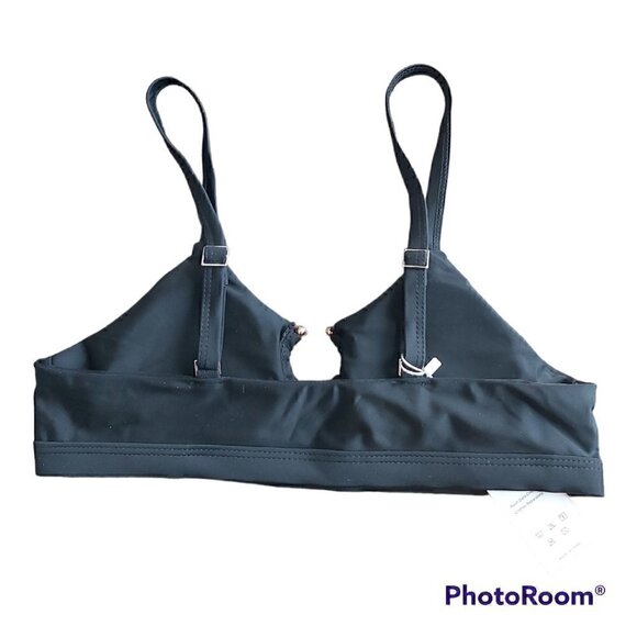 E J Soyo Women's Size Small Black Ring Top Bikini Swim Top Lightly Padded - Picture 2 of 4